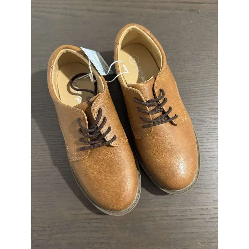 Kids Boys 2 Will Oxford Dress Church Shoes - Cat & Jack‎ NEW Cognac Event